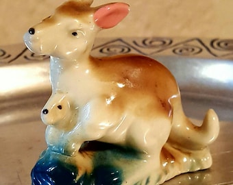 Vintage 1950's porcelain kangaroo and joey figurine