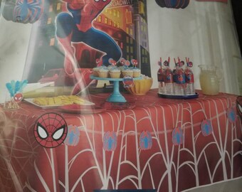 Spiderman party decorations - party kit.- for boys - super hero - marvel comic - table cloth - backdrop - hanging decorations