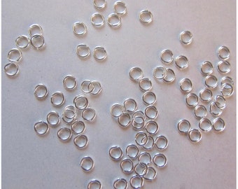 Lot of 50 open rings silver, 4mm