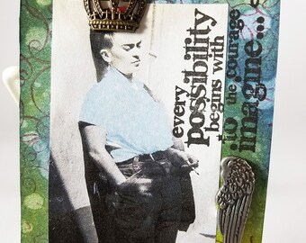 Frida Kahlo, Mixed Media Tag, Altered Frida Tag, Junk Journal, Gift Tag, Thank You Tag, Journal Tag, Birthday Tag, Frida