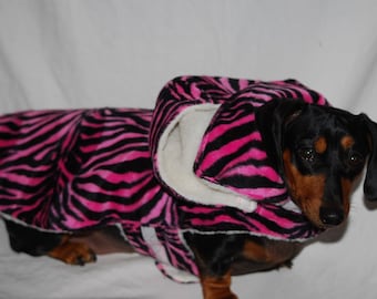 Pink and Black Zebra Print lined with Sherling (removeable hood) 1 small left. made and ready to ship