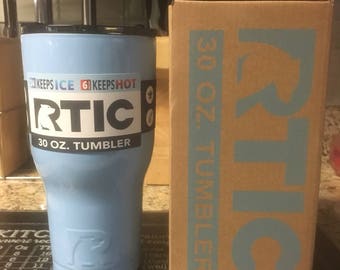 Custom Engraved Carolina Blue 30oz RTIC Tumbler NEW STYLE
