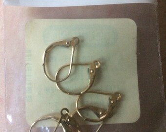 14k yellow gold lever back earwires, one pair