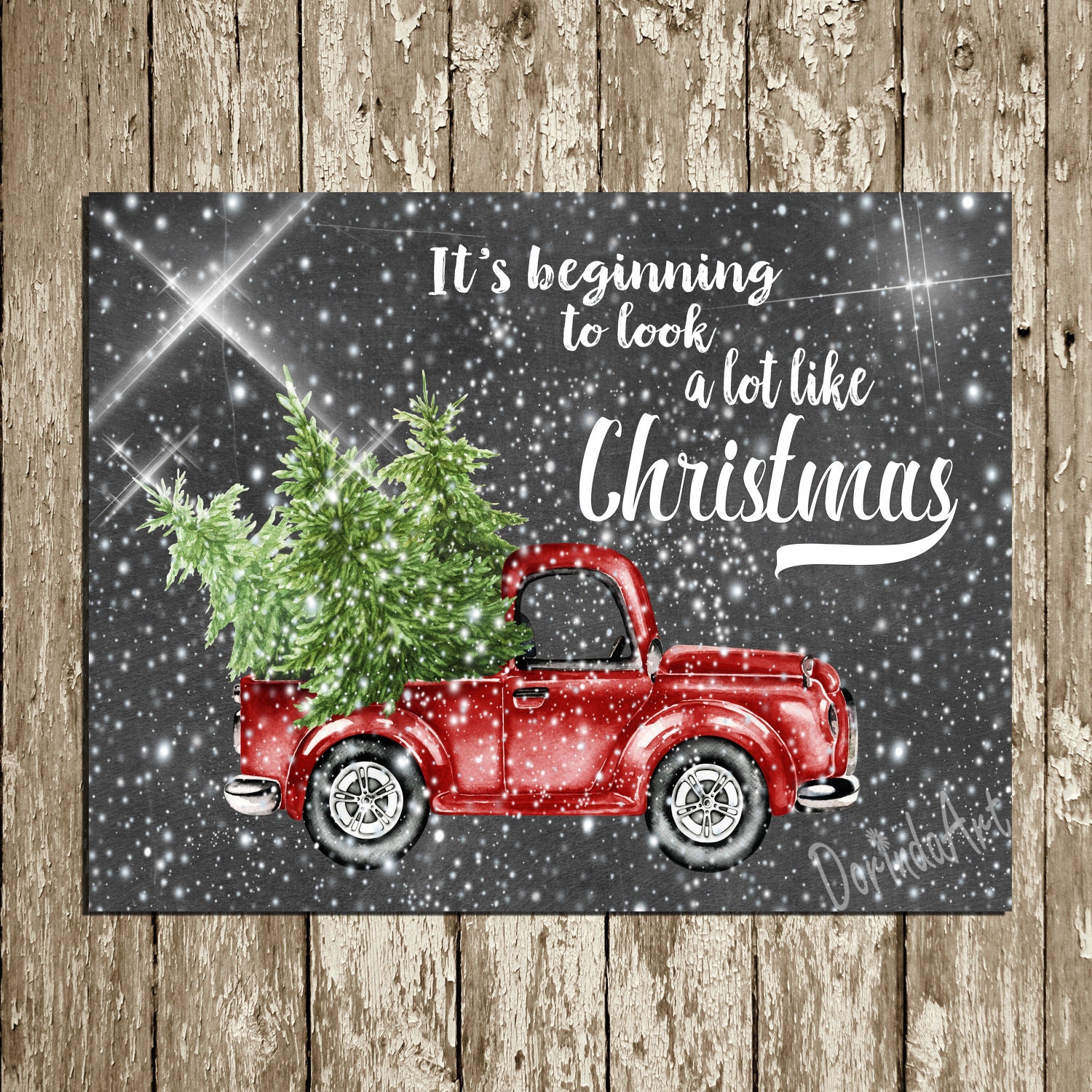 christmas-printable-wall-decor-red-truck-chalkboard-christmas