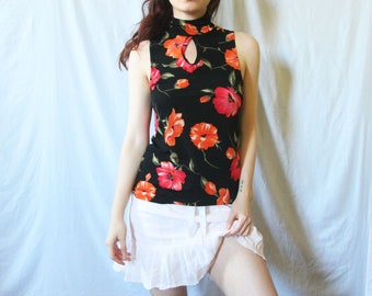 90s Japanese Inspired Keyhole Blouse S M