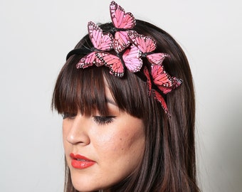 Bright Pink Butterfly Headband - woodland, fairy tale