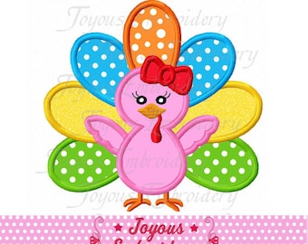 Instant Download Thanksgiving Girl Turkey Embroidery Applique Design NO:2223