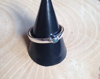Rose cut blue diamond silver ring. Alternative engagement ring. UK size P. US size 8.