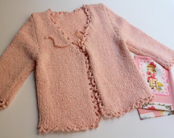 Golfer-handmade jacket for baby and girl-peach color