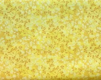 Yellow fabric by the yard - yellow floral fabric - yellow flower fabric by the yard - #15341