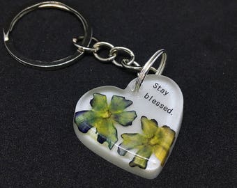 Keychain power line and real dried flowers