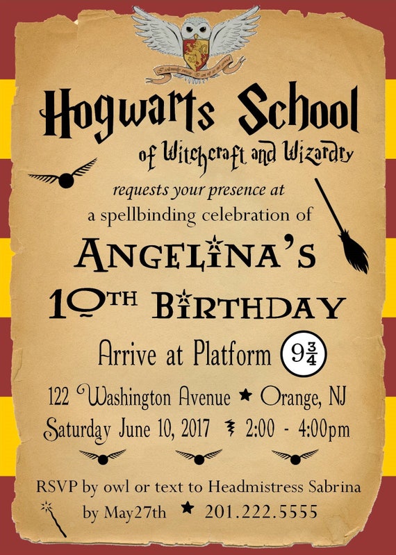 Harry Potter Birthday Party Invitation Template Free