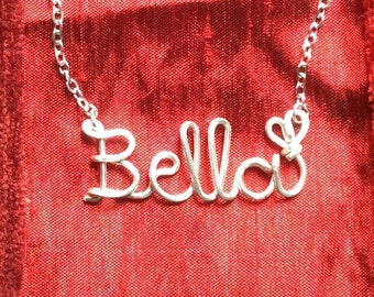 Name Necklaces,Bella necklace,Personalized wedding jewelery,Birthday gift,Bridesmaid necklace,Custom Name necklace