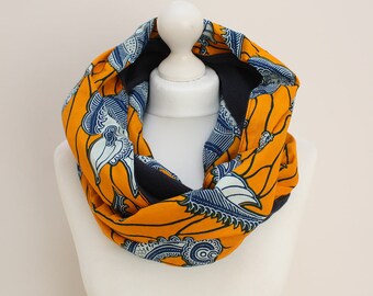 Yellow snood scarf, Wax print scarf, Colourful Ankara Scarf, Afrocentric scarf, Butterfly print, African print scarf, African winter scarf