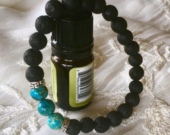 Black Lava Stone Bracelet, Aromatherapy Bracelet, Diffuser Bracelet, Essential Oils Bracelet