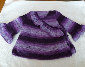 tunic wrap knitted in shades of purple to violet