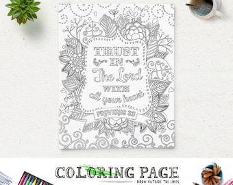 coloring page printable bible verse proverbs 35 trust in the lord instant download kids - Bible Coloring Pages For Adults coloring page printable bible verse proverbs 35 trust in the lord instant download kids - Bible Coloring Pages For Adults