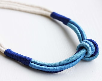 Rope Knot Necklace - Navy and Blue