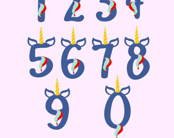 unicorn numbers etsy