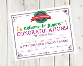 Girl Scouts Investiture/Rededication Certificate- Welcome to Juniors