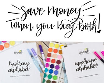 COMBO PACK Uppercase & Lowercase Alphabet Practice Guides-Hand Lettering, Learn Lettering, Crayola Calligraphy, Watercolor, Practice Sheets