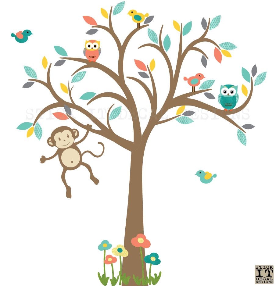 Monkey Wall Decals Gender Neutral Nursery Wall Decal Kids