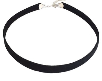 Black choker, sterling silver choker, velvet choker