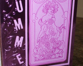 Midsummer Card Goddess Summer Solstice Greetings Alphonse Mucha Art Nouveau