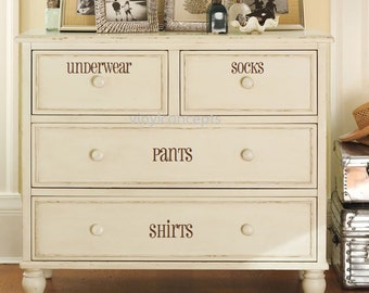 Printable clothing labels for drawers