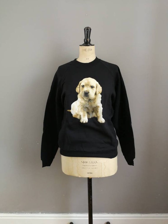 90s vintage dog sweatshirt / retro dog jumper / black vintage dog sweatshirt / kitsch sweater / dog lover