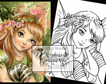 Digital Stamp, Printable, Instant download, Digi stamp, Coloring page, Art of Janna Prosvirina