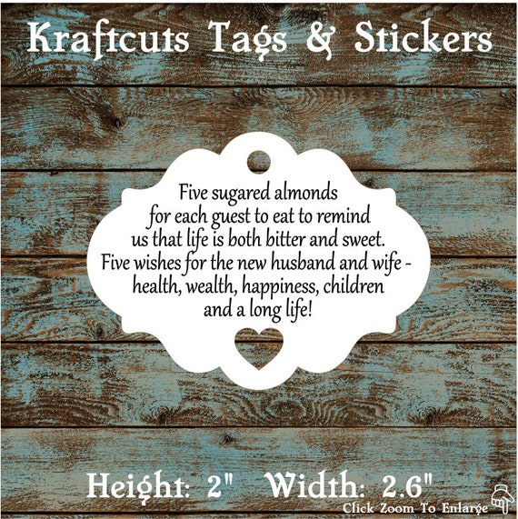 Favor Tags, Jordan Almond Favor Tags, Sugared Almond Favor Tags, Italian Wedding Favor Tags #644 Qty: 30 Tags