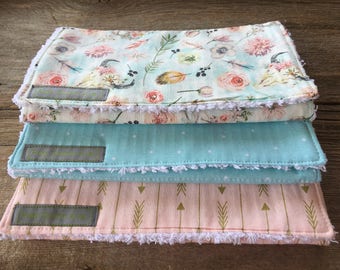 Boho Floral Print Handmade Burp Cloths, set of 3, baby items, shower gift, chenille burp cloths, baby girl gift, baby gift