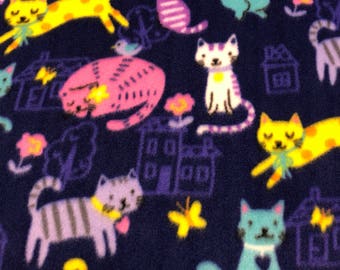 RaToob, Happy Pink Yellow Purple Teal Cats on Royal Purple
