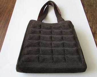 Vintage 40's Brown Corde Purse Handbag