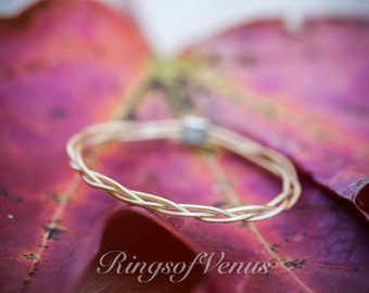 Braided Ring, 24k Gold Plated, Delicate Gold Stacking Ring, Thin Gold Ring, Delicate Ring, Braid Ring, Gold Stack Ring, Thin Ring, Simple