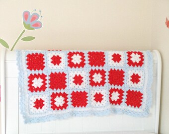 Crochet baby blanket, Crochet knitted blanket, baby afghan blanket, kids blanket, crochet throw, granny square blanket, lovey blanket,