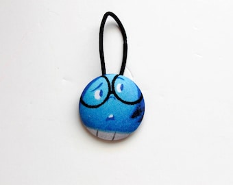 Sadness Inside Out Fabric Covered Giant Button Ponytail Holder