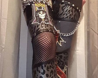 Guns n roses mixed fabric leggings. UK size 8-10