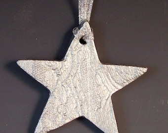 Silver Star Lace Star Christmas Ornament / Silver Star Christmas Ornament