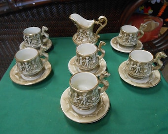 R.Capodimonte Demitasse Set-6 Cups & Saucers and FREE Creamer