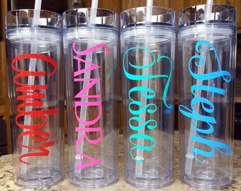Personalized Tumbler - Personalized Cup - Name Cup- Name Tumbler- Personalized Mug- Insulated Double Walled- Skinny Clear Tumbler -Drinkware