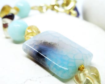Unique Jewelry / / romantic handmade Bracelet with gemstones and vermeil