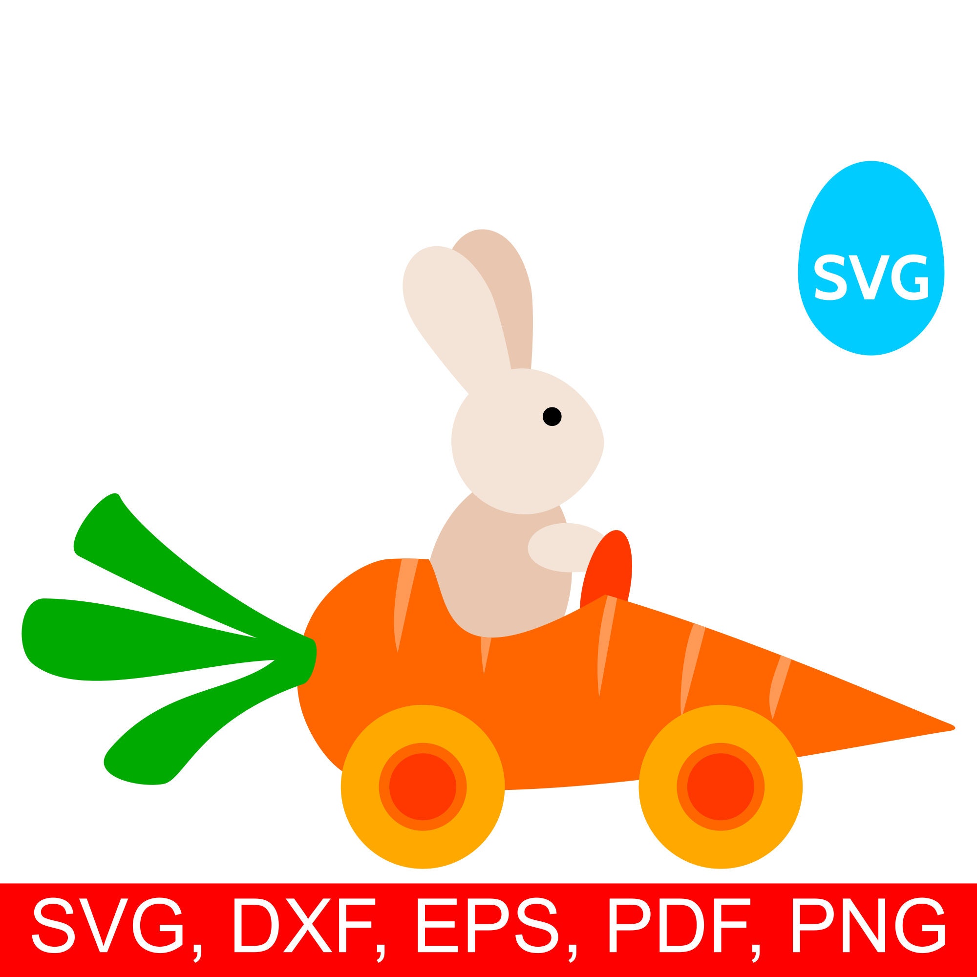 Download Easter Bunny in Carrot Car SVG file for Cricut & Silhouette