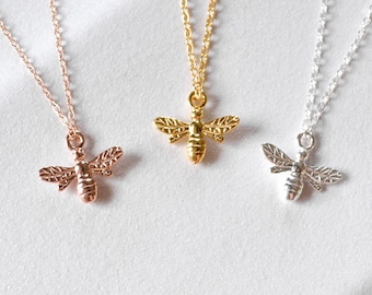 SUMMER Honey Bee Necklace Sterling Silver/Gold Filled/Rose Gold Filled Bee Necklace, Bee Pendant, Bee Jewelry, Tiny Bee, Bee Gift, Gold Bee