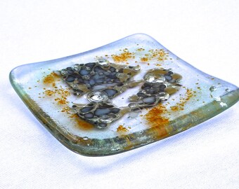 Fused Glass Pebble and Beach effect Soap, Trinket dish