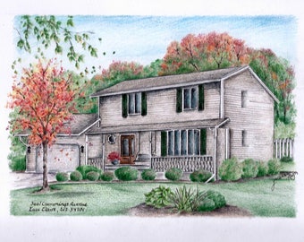 Custom House Portrait / House Drawing