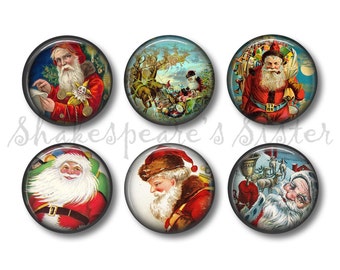 Vintage Santa Magnets - Fridge Magnets - Vintage Christmas - 6 Magnets - 1.5 Inch Magnets - Kitchen Magnets