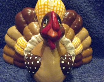 Ceramic Stuffed look Turkey Centerpiece unfinished or finished (see Options and Description)