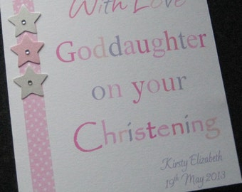 Personalised Girls Christening Card - Goddaughter Granddaughter Niece etc - or Baptism or Naming Day